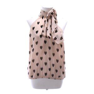H&M Valentine Heart Halter Top Pink Sleeveless Blouse Necktie Bow